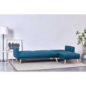 Grace canapé d'angle réversible et convertible 4 places en tissu bleu canard