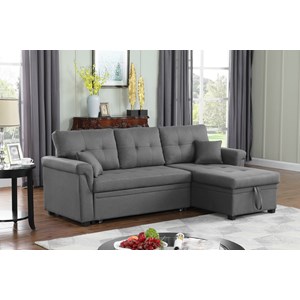 Toronto canapé d'angle droit convertible 4 places en tissu gris clair