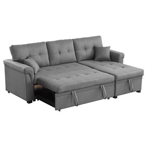 Toronto canapé d'angle droit convertible 4 places en tissu gris clair