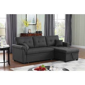 Toronto canapé d'angle droit convertible 4 places en tissu gris foncé