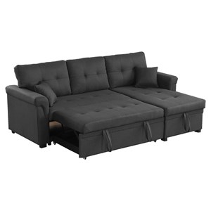 Toronto canapé d'angle droit convertible 4 places en tissu gris foncé