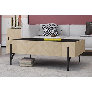 Sequoia table basse en bois clair avec 2 grands tiroirs