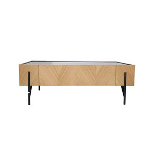 Sequoia table basse en bois clair avec 2 grands tiroirs