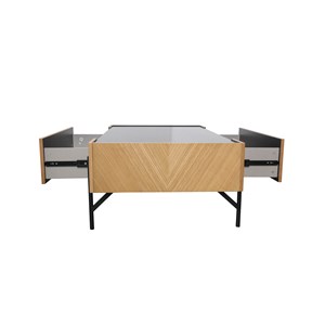 Sequoia table basse en bois clair avec 2 grands tiroirs