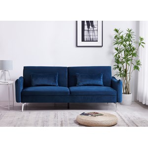 Betty - canapé design convertible 3 places en velours bleu