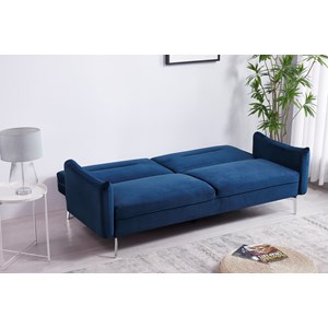 Betty canapé design convertible 3 places en velours bleu