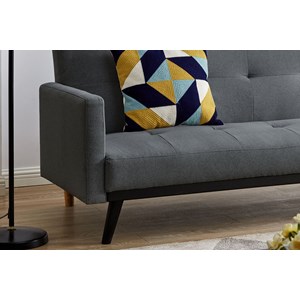 Leon canapé convertible 3 places en tissu gris foncé pieds noirs