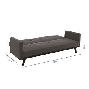 Leon canapé convertible 3 places en tissu gris foncé pieds noirs