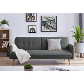 Nora canapé scandinave convertible 3 places en tissu gris foncé