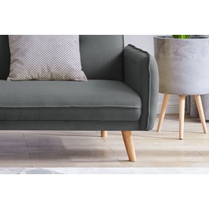 Nora canapé scandinave convertible 3 places en tissu gris foncé