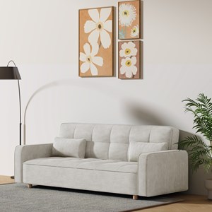 Copenhague canapé scandinave convertible 3 places en velours côtelé beige