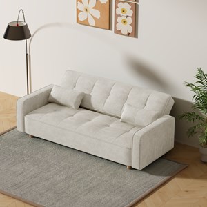 Copenhague canapé scandinave convertible 3 places en velours côtelé beige