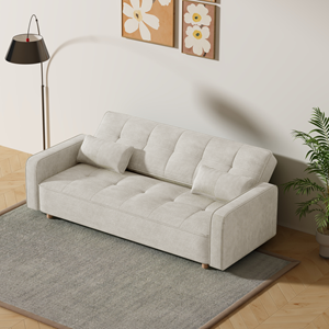 Copenhague canapé scandinave convertible 3 places en velours côtelé beige