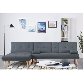 Stockholm canapé scandinave convertible 5 places en tissu gris