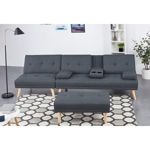 Stockholm canapé scandinave convertible 5 places en tissu gris