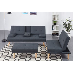 Stockholm canapé scandinave convertible 5 places en tissu gris