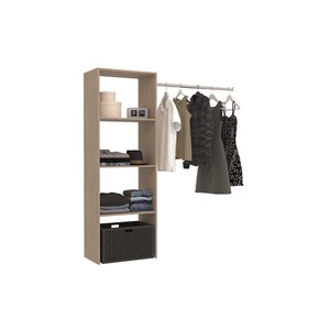 Elysee dressing bois avec 3 étagères et une penderie : 160 x 40 x 180 cm