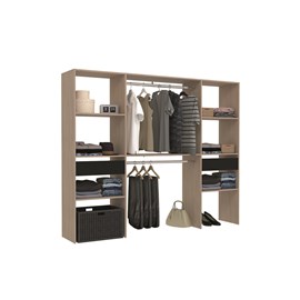 Elysee grand dressing bois avec 2 penderies, 6 étagères et 2 tiroirs