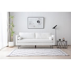 Cloud canapé 3 places blanc bouclette et pieds métal