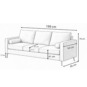 Cloud canapé 3 places blanc bouclette et pieds métal