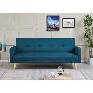 Wooden - canapé scandinave convertible 3 places bleu canard