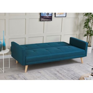 Wooden canapé scandinave convertible 3 places en tissu bleu canard