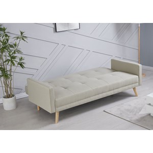 Wooden canapé scandinave convertible 3 places en tissu beige