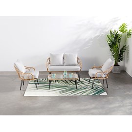 Porto salon de jardin 4 places en résine rotin