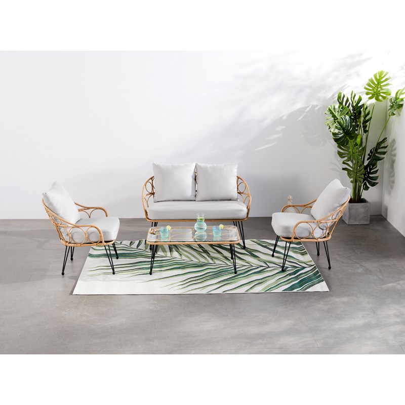 Porto salon de jardin 4 places en résine rotin