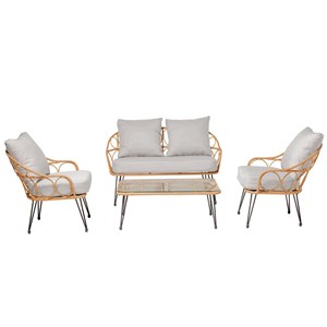 Porto salon de jardin 4 places en résine rotin