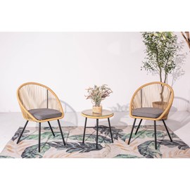 Ipanema salon de balcon 2 fauteuils et 1 table coussins gris