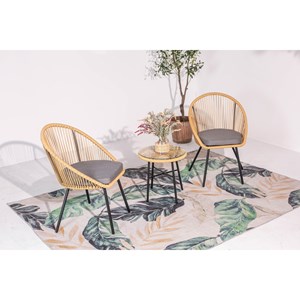 Ipanema salon de balcon 2 fauteuils et 1 table coussins gris