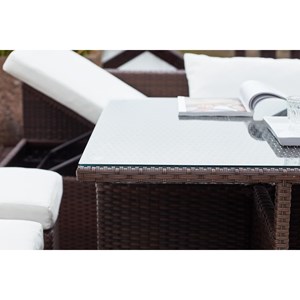 Samoa salon de jardin encastrable 10 places en résine tressée marron