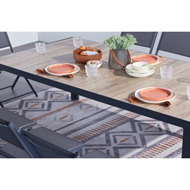 Lagos table de jardin 10 places en alu et plateau effet bois