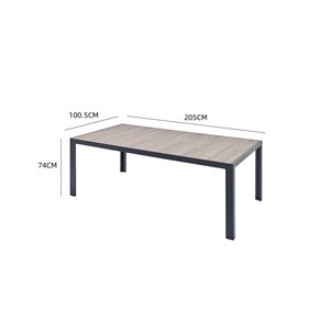 Lagos table de jardin 10 places en alu et plateau effet bois