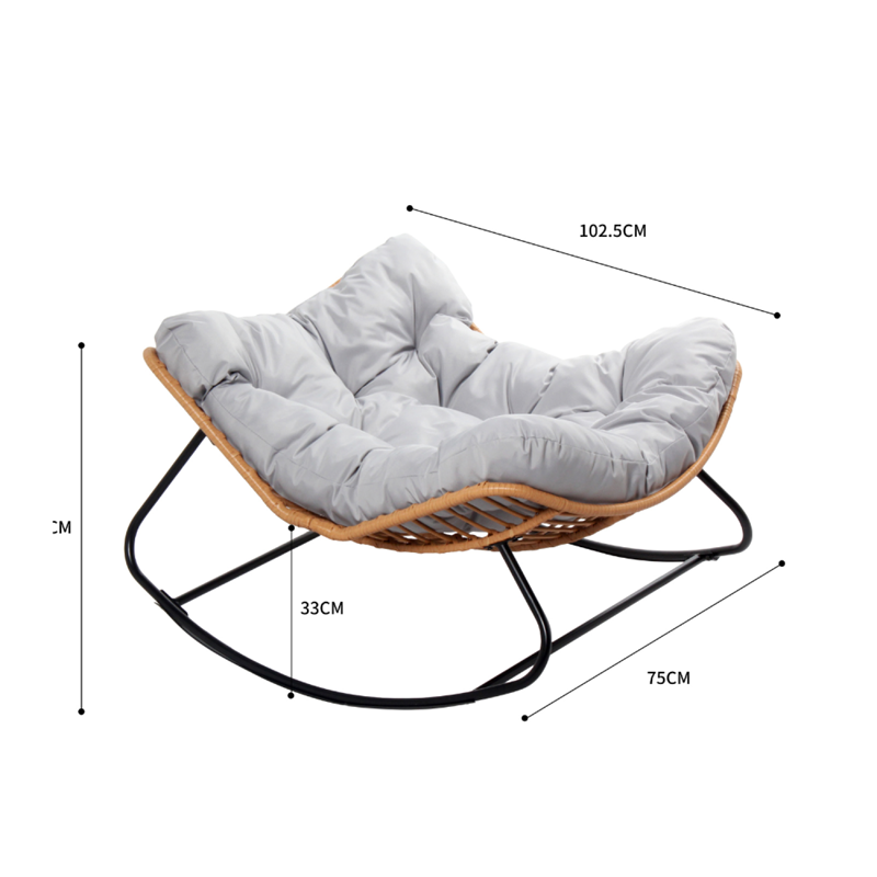 Canggu fauteuil à bascule en résine tressée coussin gris