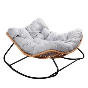 Canggu fauteuil à bascule en résine tressée coussin gris