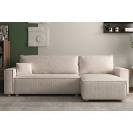 Cosy canapé convertible d'angle réversible 4 places velours côtelé beige