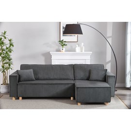 Cosy canapé convertible d'angle réversible 4 places velours côtelé gris