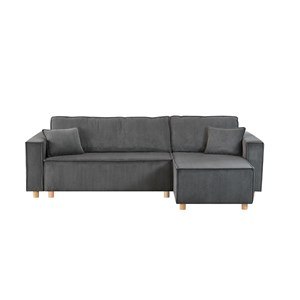 Cosy canapé convertible d'angle réversible 4 places velours côtelé gris