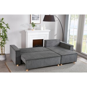 Cosy canapé convertible d'angle réversible 4 places velours côtelé gris