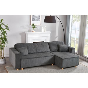 Cosy canapé convertible d'angle réversible 4 places velours côtelé gris