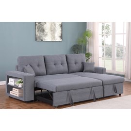 Glasgow canapé d'angle droit convertible en tissu gris 4 places