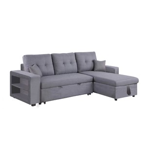 Glasgow canapé d'angle droit convertible en tissu gris 4 places