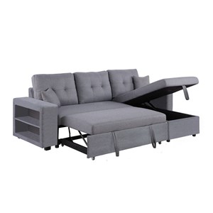 Glasgow canapé d'angle droit convertible en tissu gris 4 places