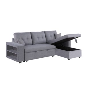 Glasgow canapé d'angle droit convertible en tissu gris 4 places