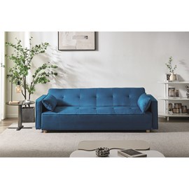 Copenhague canapé scandinave convertible 3 places en tissu bleu canard