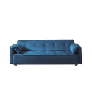 Copenhague canapé scandinave convertible 3 places en tissu bleu canard