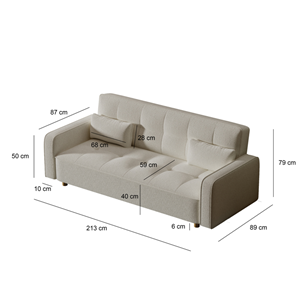 Copenhague canapé scandinave convertible 3 places en tissu bleu canard