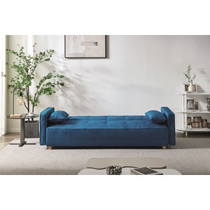 Copenhague canapé scandinave convertible 3 places en tissu bleu canard